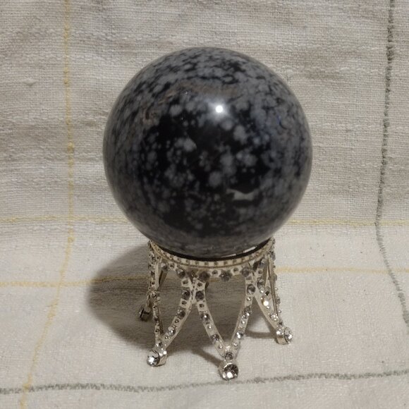 50mm Snowflake Obsidian Sphere - Picture 2 of 6
